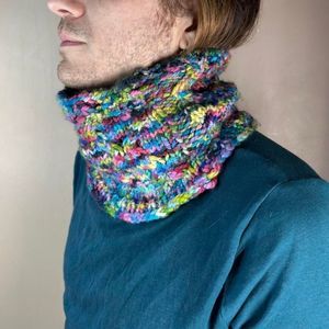 knit rainbow scarf y2k handmade rainbow maximalist headband